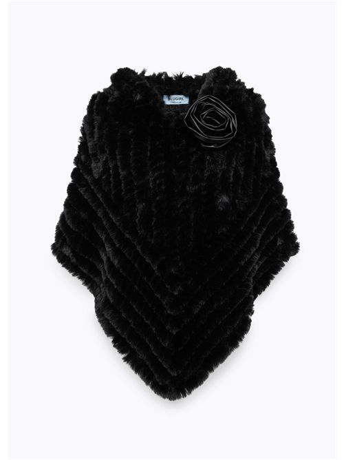 Poncho in faux fur con spilla BLUGIRL BLUMARINE | PF5001T0300/22222